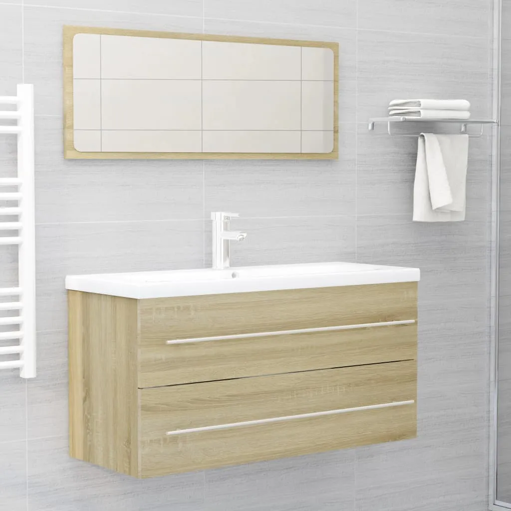 vidaXL Set Mobili da Bagno 2 pz Rovere Sonoma in Legno Multistrato