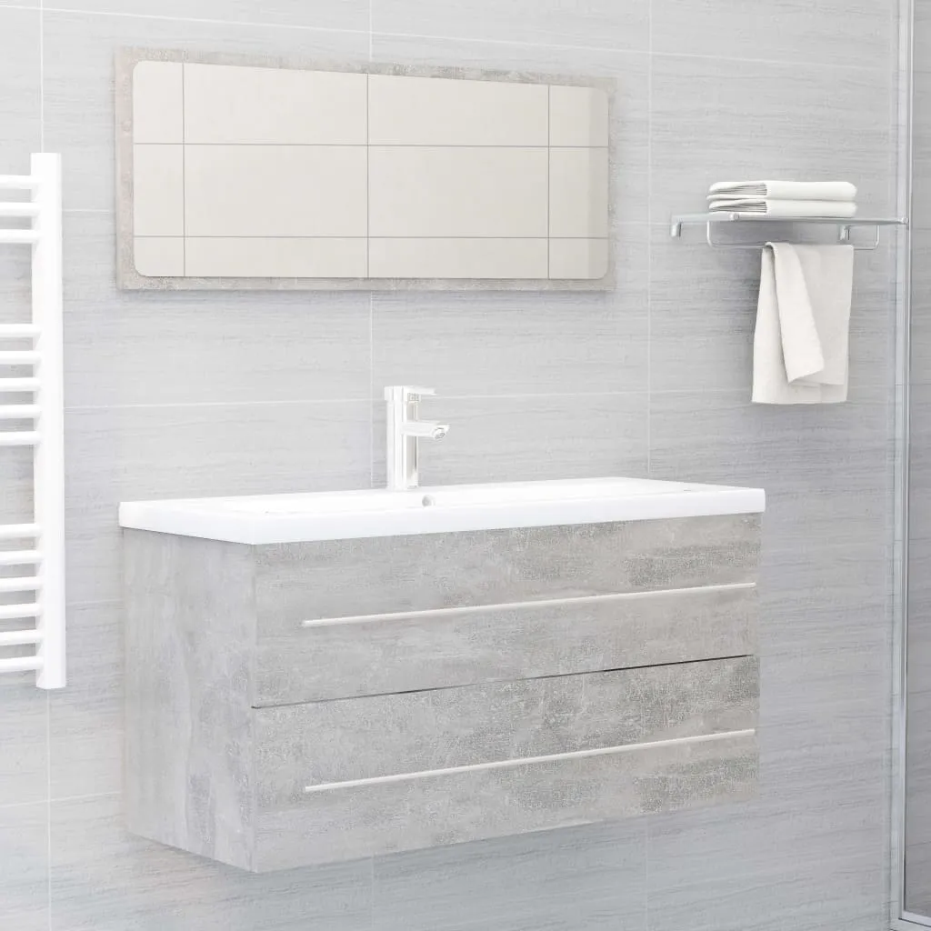 vidaXL Set Mobili da Bagno 2 pz Grigio Cemento in Legno Multistrato