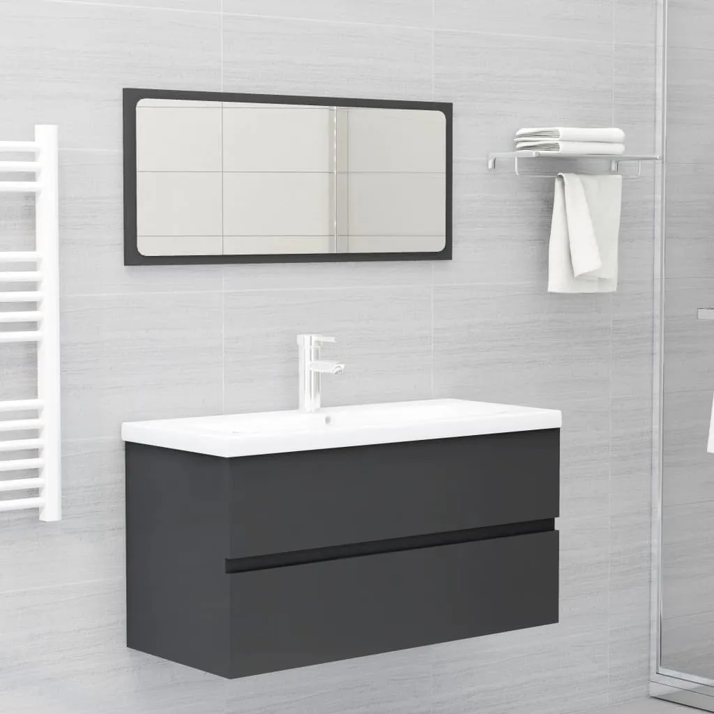 vidaXL Set Mobili da Bagno 2 pz Grigio in Legno Multistrato