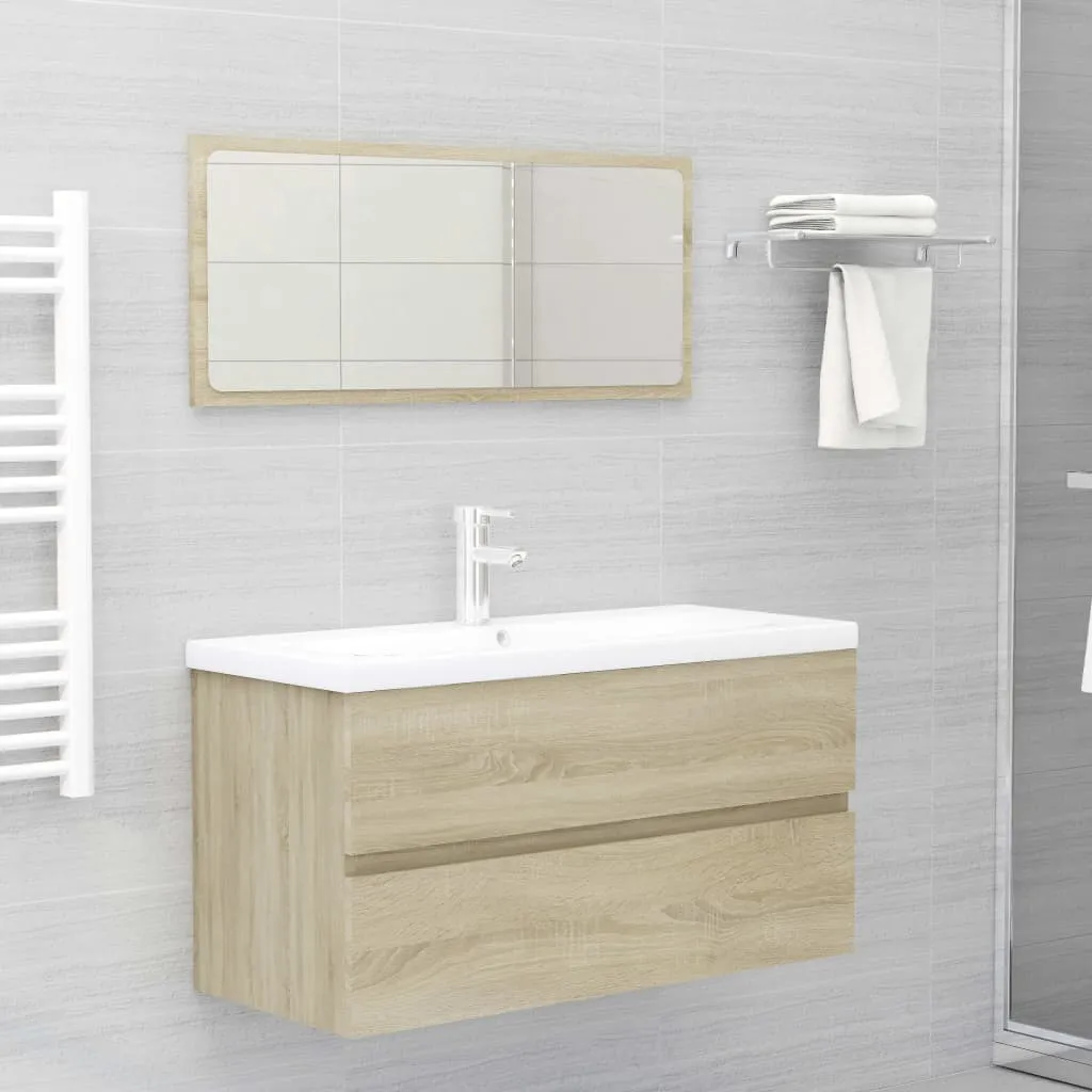 vidaXL Set Mobili da Bagno 2 pz Rovere Sonoma in Legno Multistrato