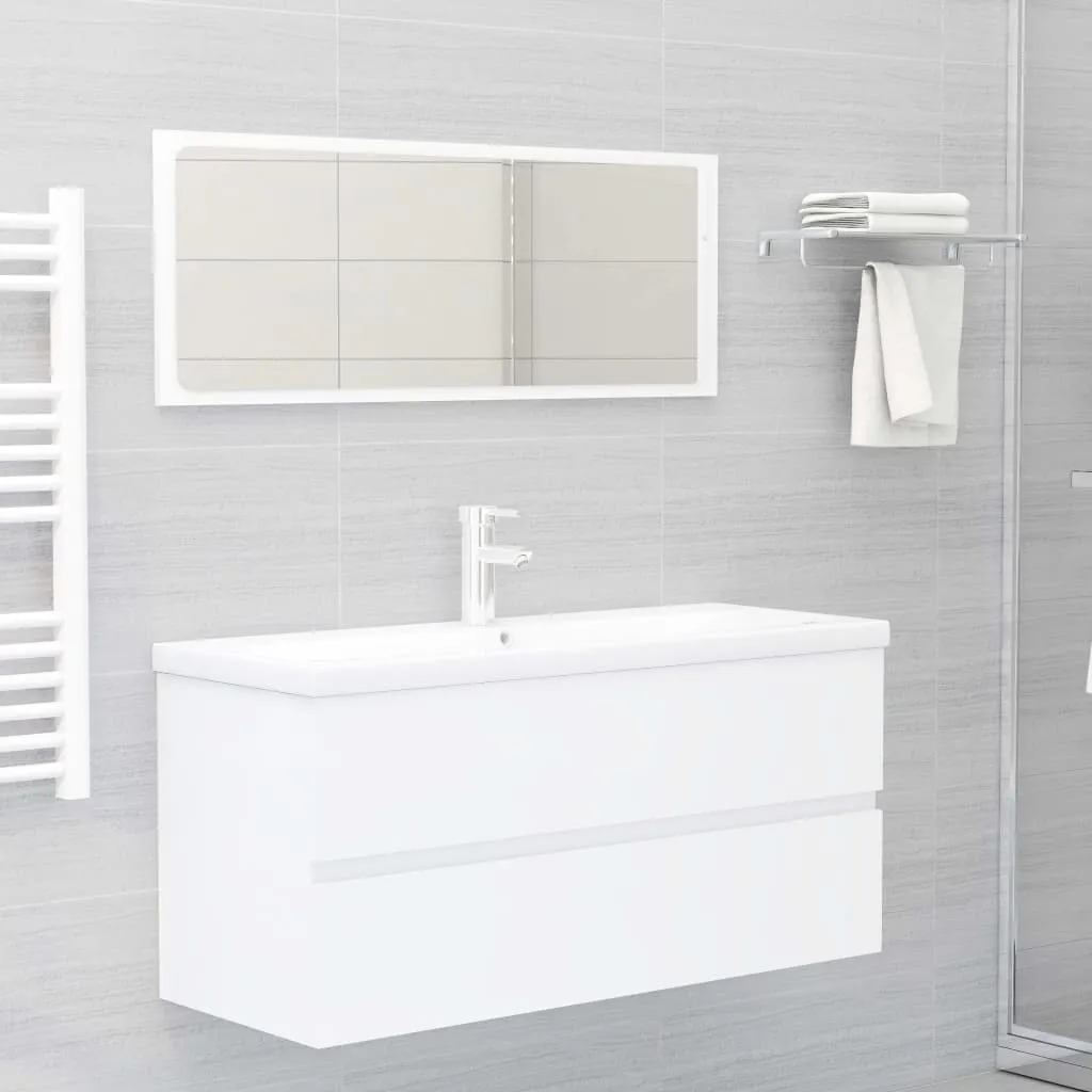 vidaXL Set Mobili da Bagno 2 pz Bianco in Legno Multistrato