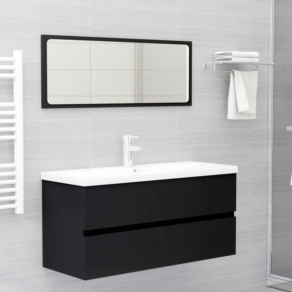 vidaXL Set Mobili da Bagno 2 pz Nero in Legno Multistrato