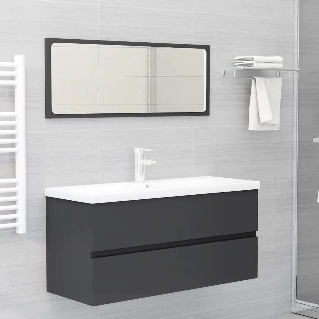 vidaXL Set Mobili da Bagno 2 pz Grigio in Legno Multistrato