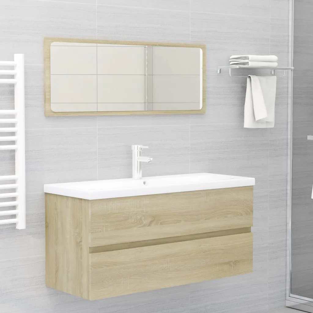 vidaXL Set Mobili da Bagno 2 pz Rovere Sonoma in Legno Multistrato