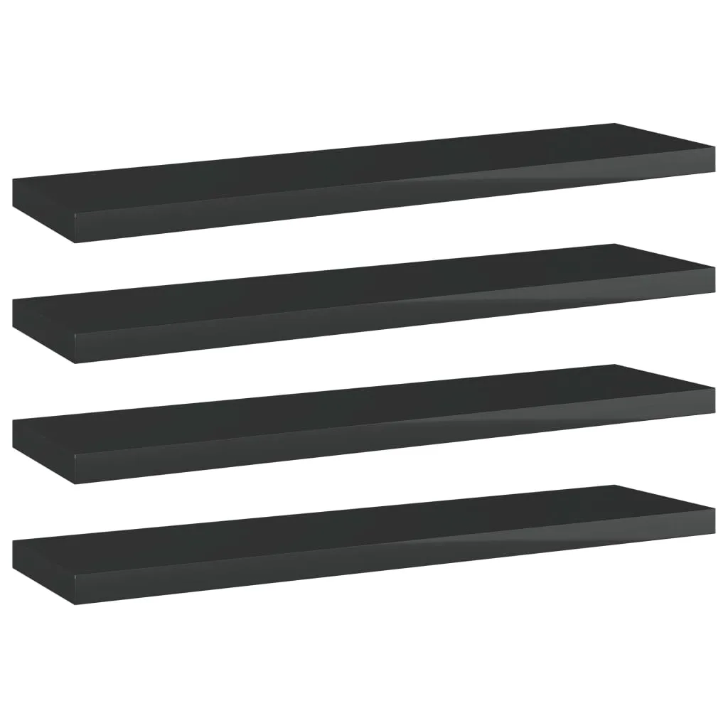 vidaXL Ripiani per Libreria 4pz Nero Lucido 40x10x1,5cm Multistrato