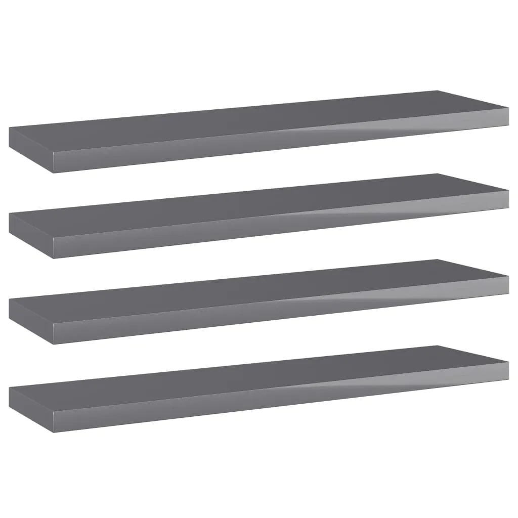 vidaXL Ripiani per Libreria 4pz Grigio Lucido 40x10x1,5cm Multistrato