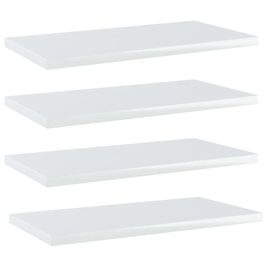 vidaXL Ripiani per Libreria 4 pz Bianco Lucido 40x20x1,5cm Multistrato