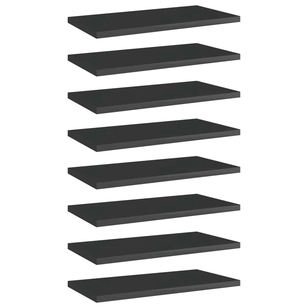 vidaXL Ripiani per Libreria 8pz Nero Lucido 40x20x1,5cm Multistrato