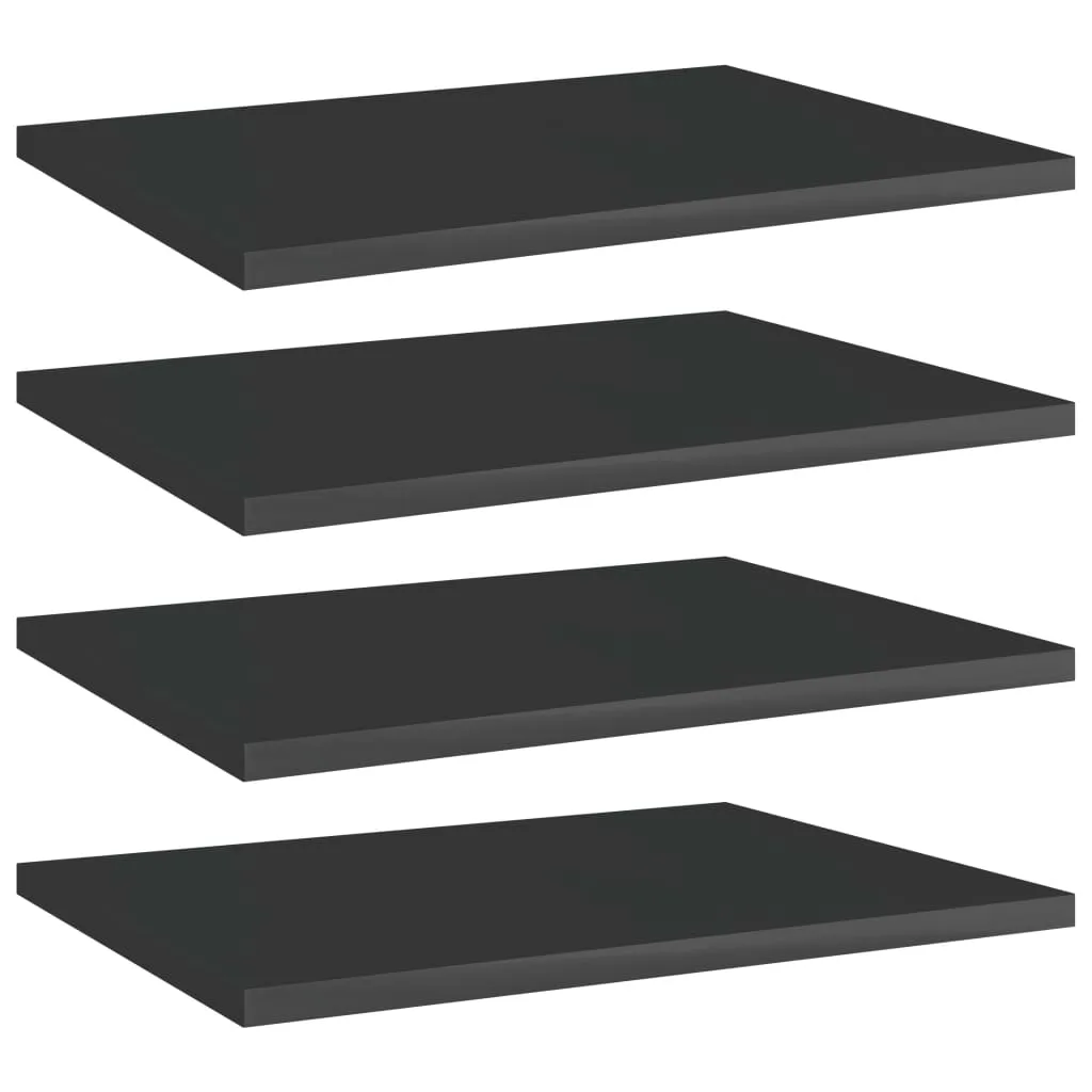 vidaXL Ripiani per Libreria 4pz Nero Lucido 40x30x1,5cm Multistrato