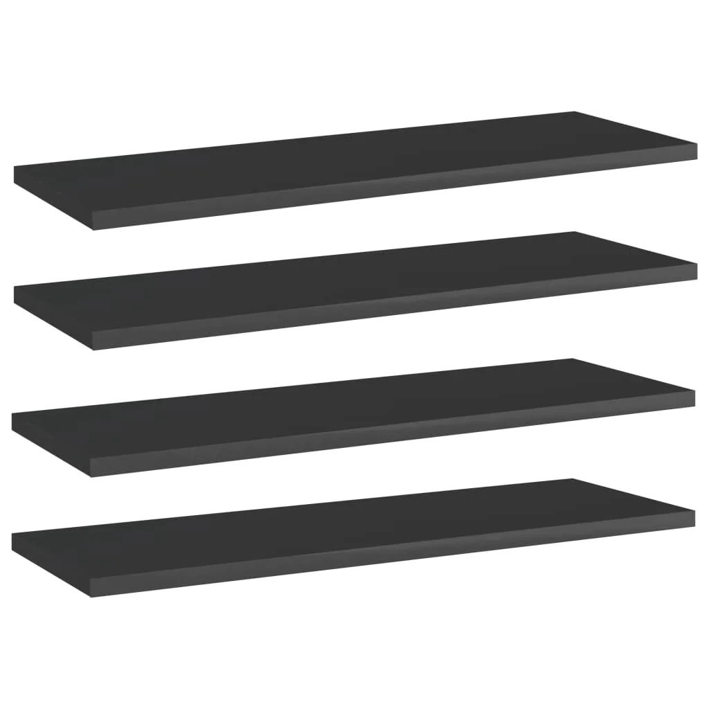 vidaXL Ripiani per Libreria 4pz Nero Lucido 60x20x1,5cm Multistrato