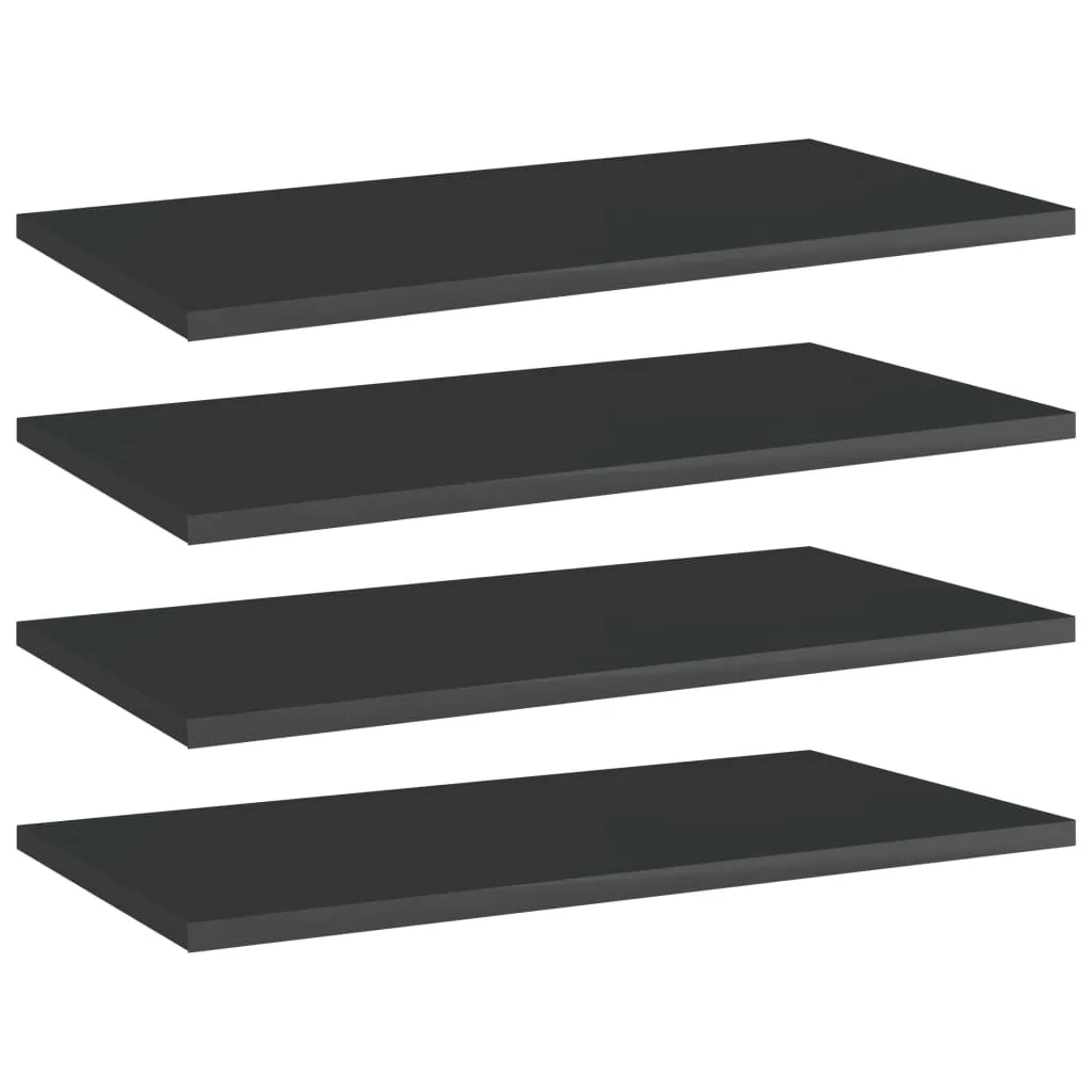 vidaXL Ripiani per Libreria 4pz Nero Lucido 60x30x1,5cm Multistrato