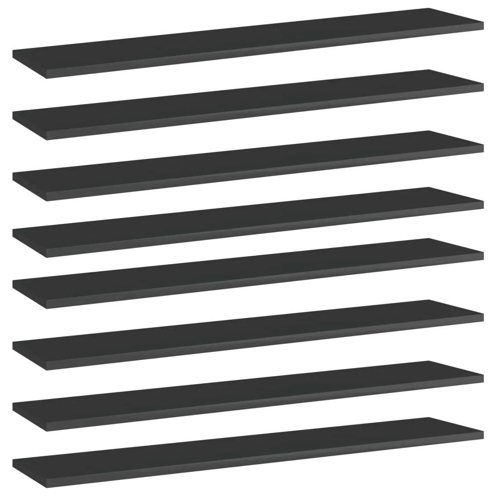 vidaXL Ripiani per Libreria 8pz Nero Lucido 100x20x1,5cm Multistrato