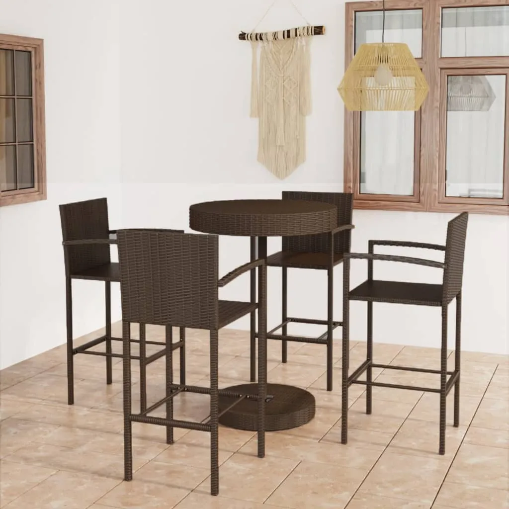 vidaXL Set da Bar da Giardino 5 pz in Polyrattan Marrone