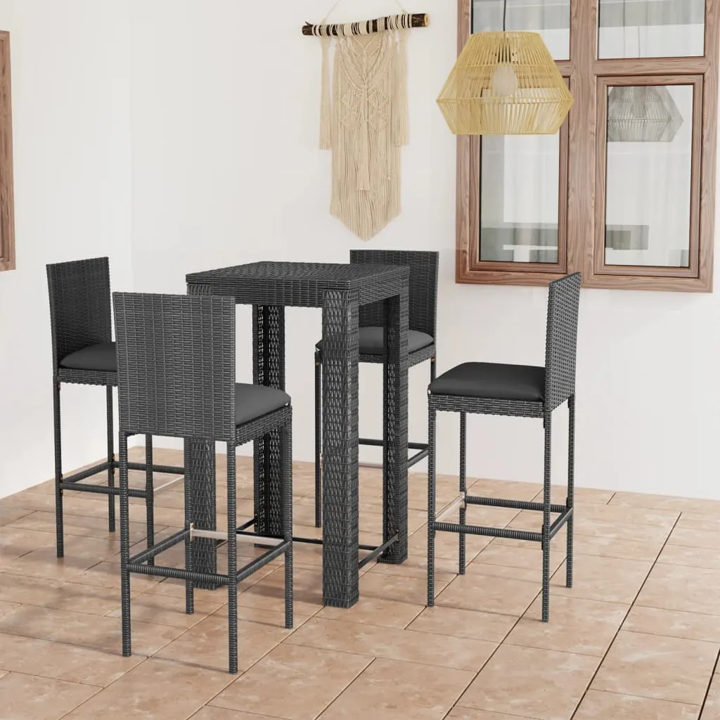 vidaXL Set Bar da Giardino 5 pz con Cuscini in Polyrattan Grigio