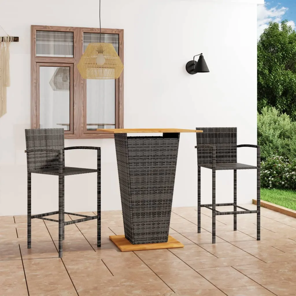 vidaXL Set Bar da Giardino 3 pz Grigio