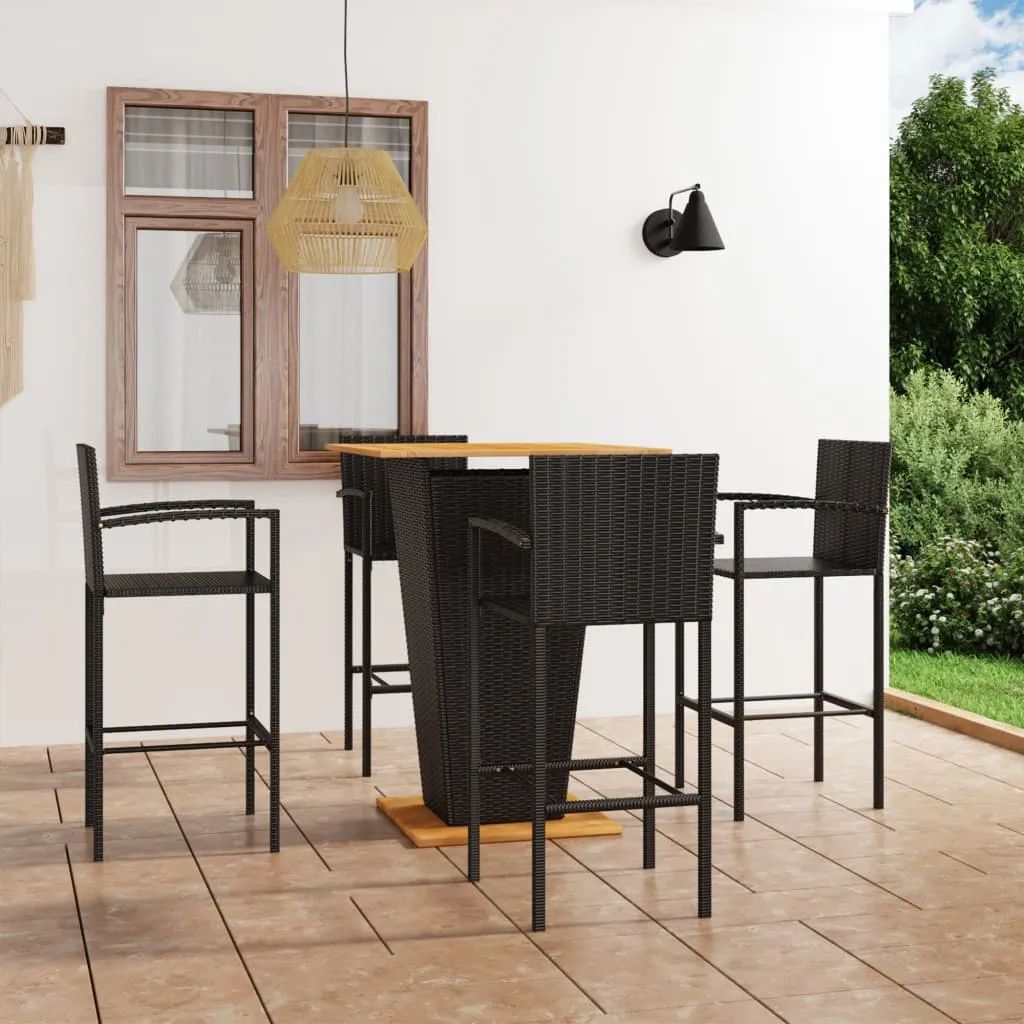 vidaXL Set Bar da Giardino 5 pz Nero