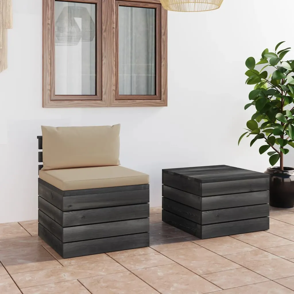 vidaXL Set Divani da Giardino su Pallet 2 pz con Cuscini Massello Pino