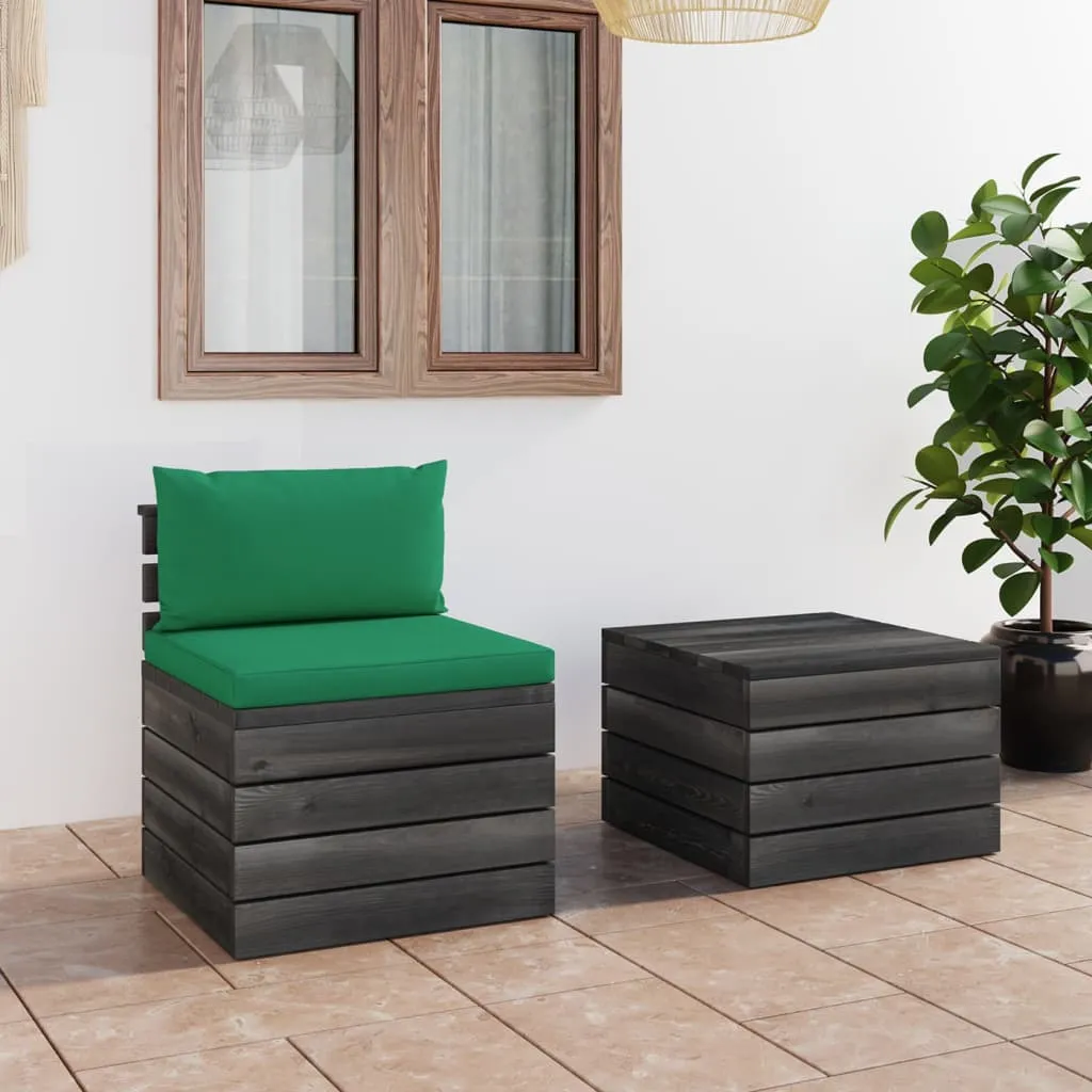 vidaXL Set Divani da Giardino su Pallet 2 pz con Cuscini Massello Pino