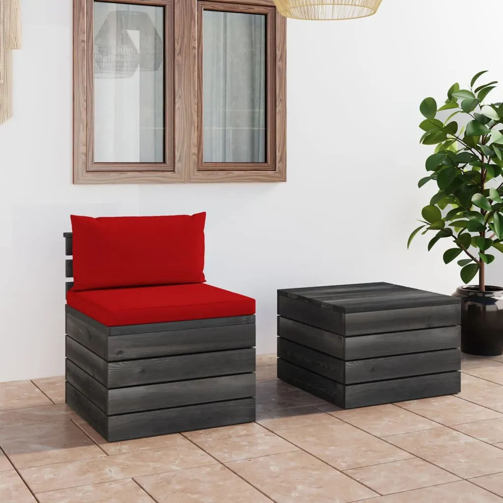 vidaXL Set Divani da Giardino su Pallet 2 pz con Cuscini Massello Pino