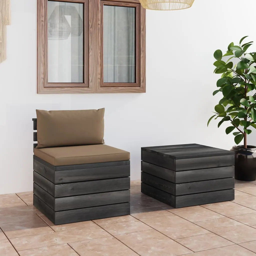 vidaXL Set Divani da Giardino su Pallet 2 pz con Cuscini Massello Pino