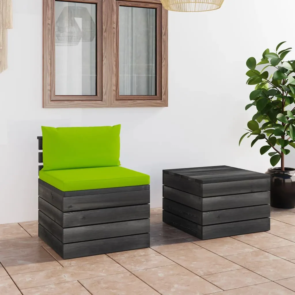 vidaXL Set Divani da Giardino su Pallet 2 pz con Cuscini Massello Pino