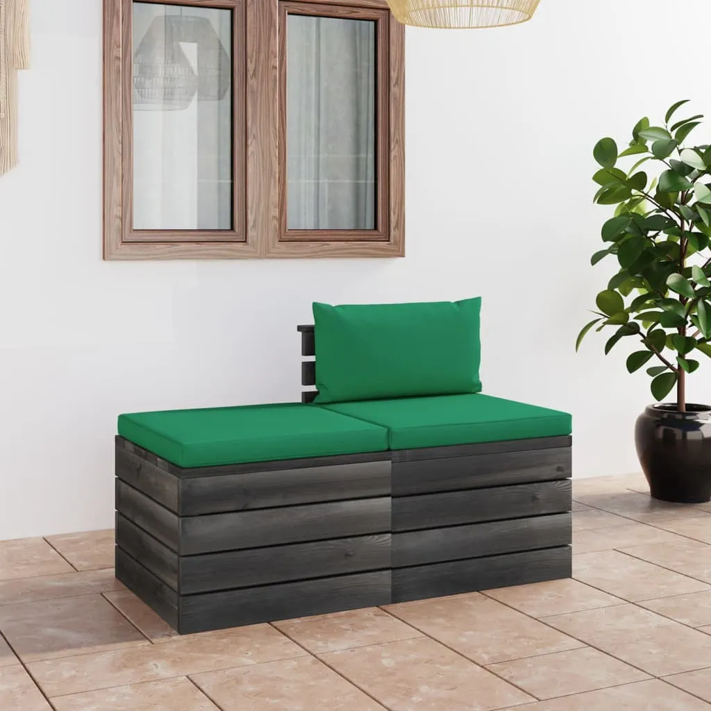 vidaXL Set Divani da Giardino su Pallet 2 pz con Cuscini Massello Pino