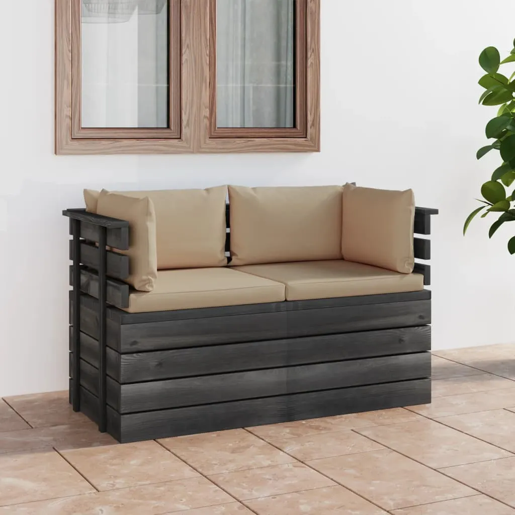 vidaXL Divano da Giardino 2 Posti su Pallet con Cuscini Massello Pino