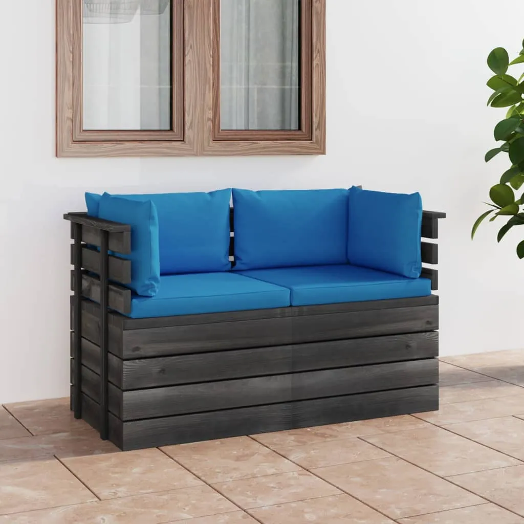 vidaXL Divano da Giardino 2 Posti su Pallet con Cuscini Massello Pino