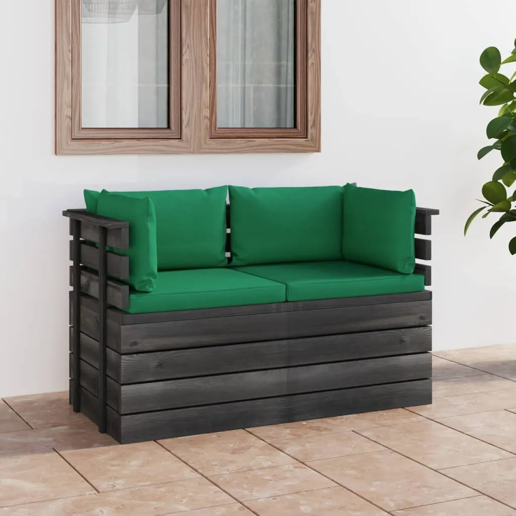 vidaXL Divano da Giardino 2 Posti su Pallet con Cuscini Massello Pino