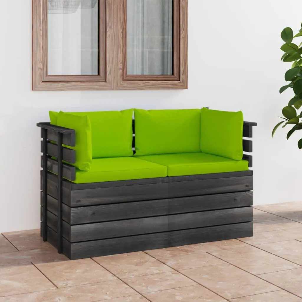 vidaXL Divano da Giardino 2 Posti su Pallet con Cuscini Massello Pino