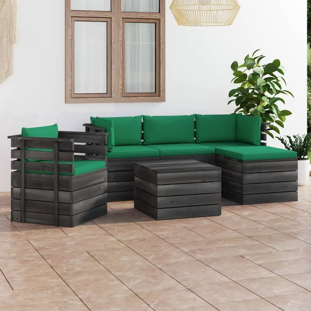 vidaXL Set Divani da Giardino su Pallet 6 pz con Cuscini Massello Pino