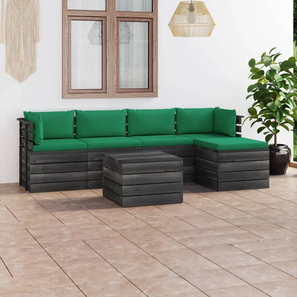 vidaXL Set Divani da Giardino su Pallet 6 pz con Cuscini Massello Pino