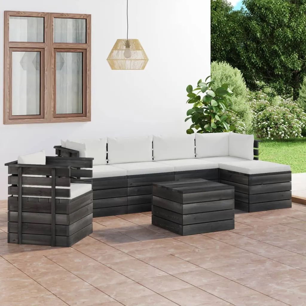 vidaXL Set Divani da Giardino su Pallet 7 pz con Cuscini Massello Pino