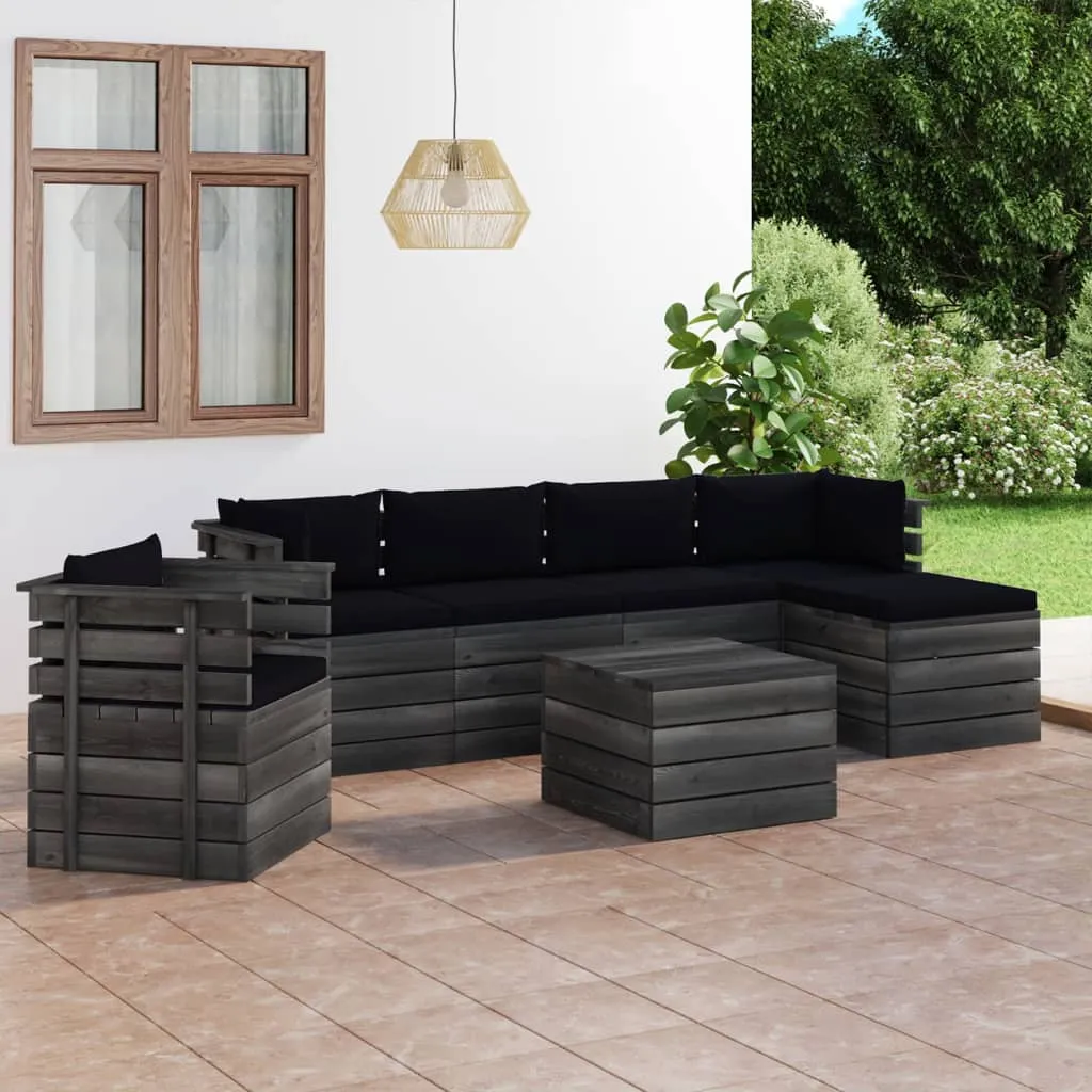 vidaXL Set Divani da Giardino su Pallet 7 pz con Cuscini Massello Pino