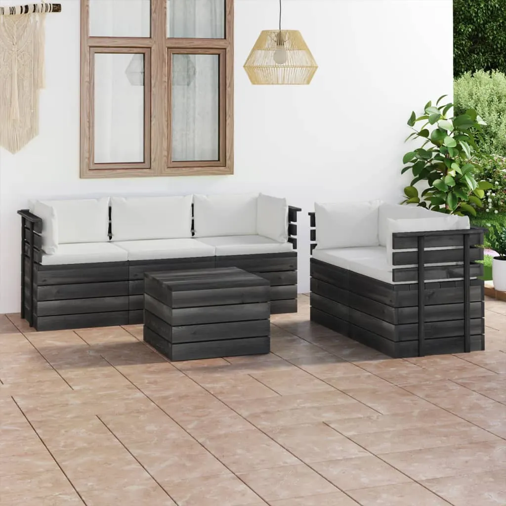 vidaXL Set Divani da Giardino su Pallet 6 pz con Cuscini Massello Pino