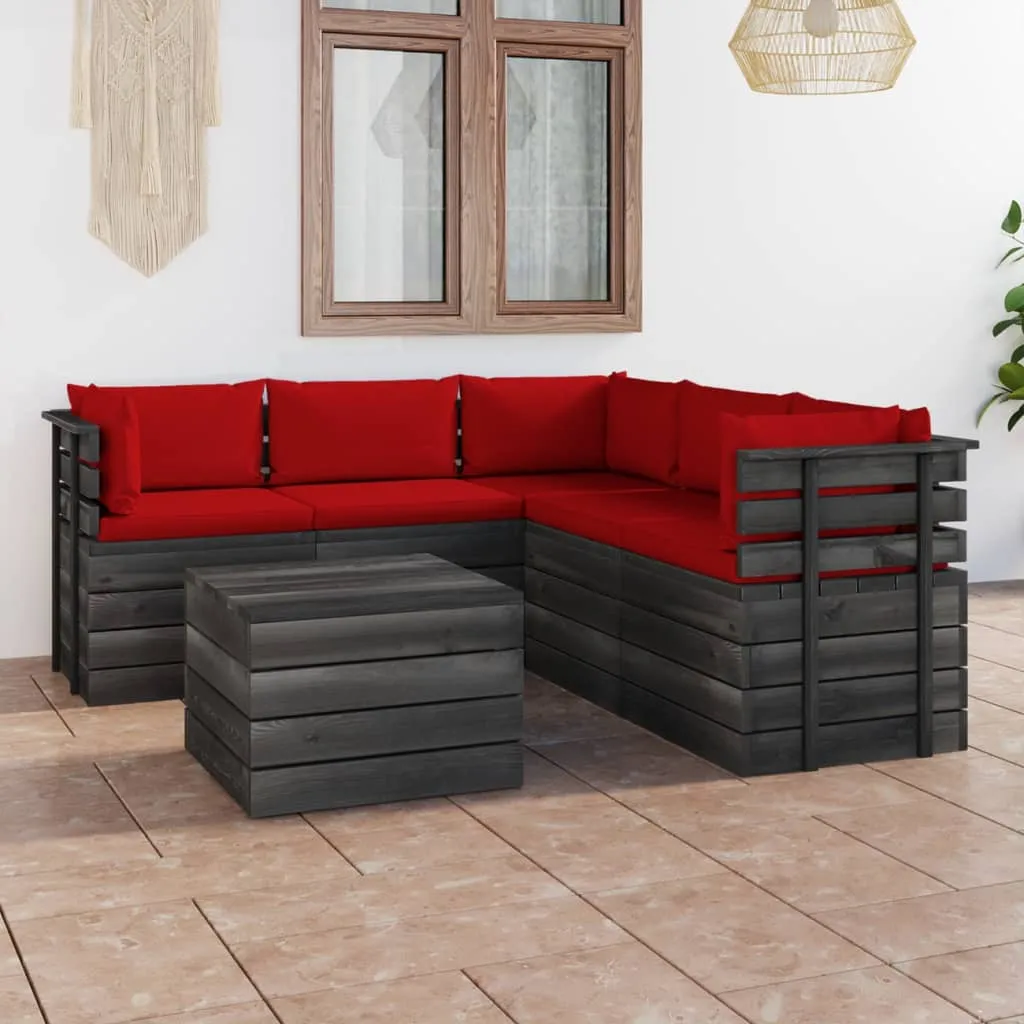 vidaXL Set Divani da Giardino su Pallet 6 pz con Cuscini Massello Pino