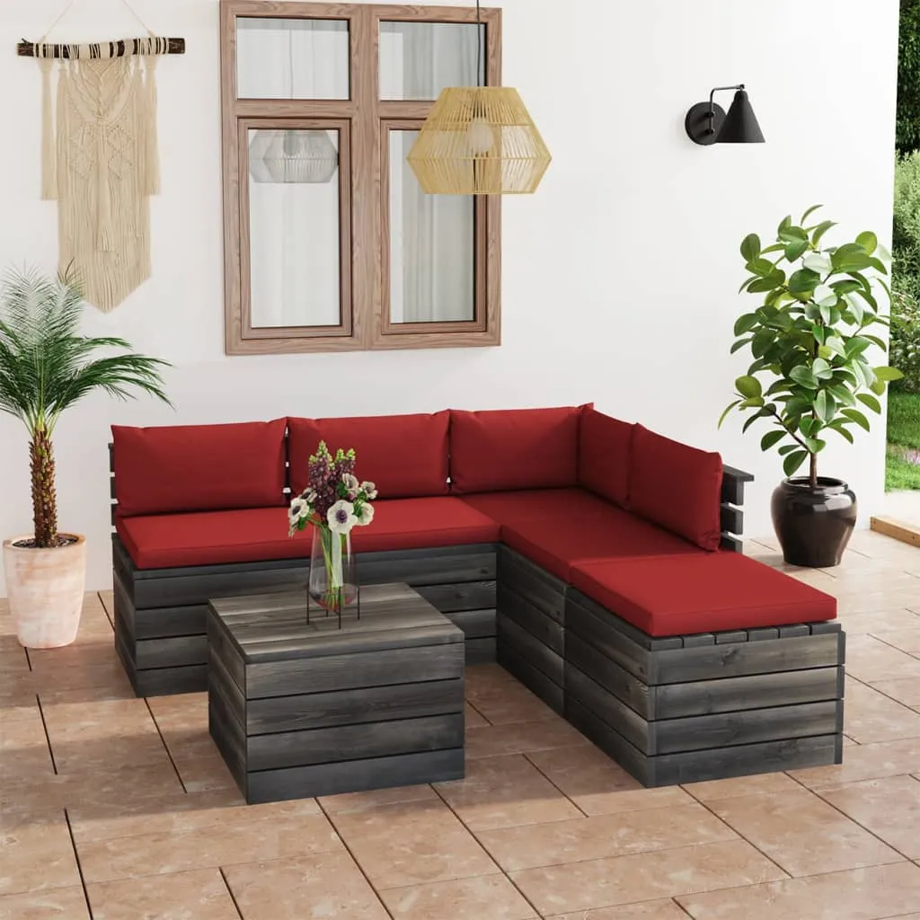 vidaXL Set Divani da Giardino su Pallet 6 pz con Cuscini Massello Pino