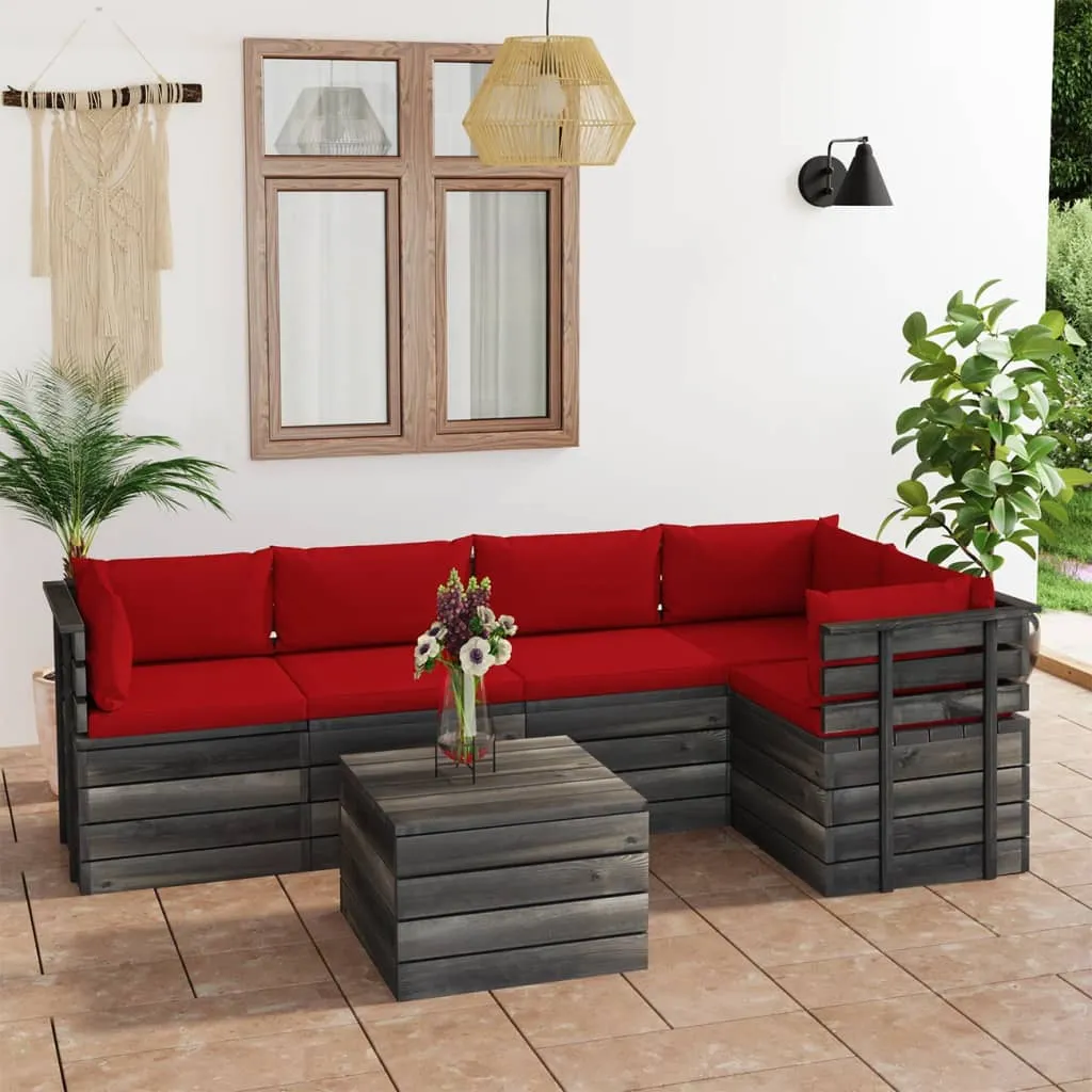 vidaXL Set Divani da Giardino su Pallet 6 pz con Cuscini Massello Pino