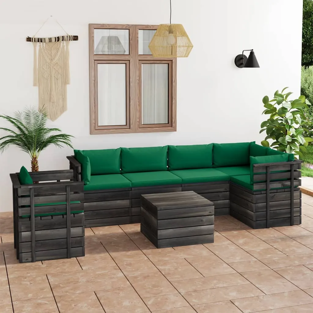 vidaXL Set Divani da Giardino su Pallet 7 pz con Cuscini Massello Pino