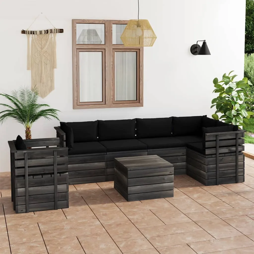 vidaXL Set Divani da Giardino su Pallet 7 pz con Cuscini Massello Pino