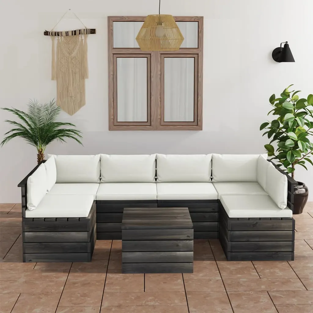 vidaXL Set Divani da Giardino su Pallet 7 pz con Cuscini Massello Pino