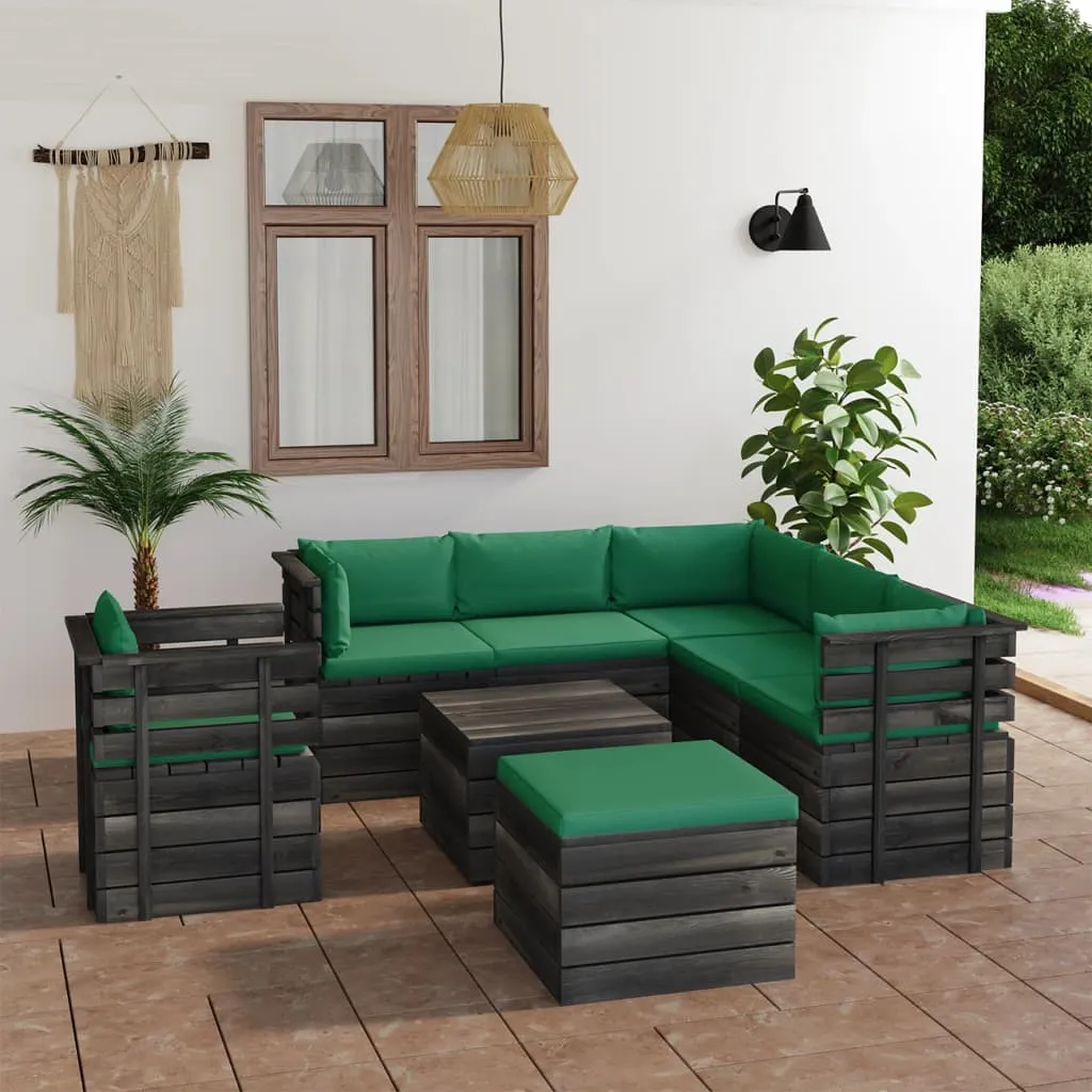 vidaXL Set Divani da Giardino su Pallet 8 pz con Cuscini Massello Pino