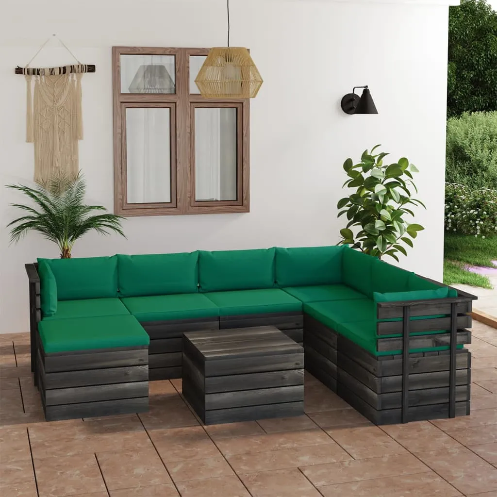 vidaXL Set Divani da Giardino su Pallet 8 pz con Cuscini Massello Pino