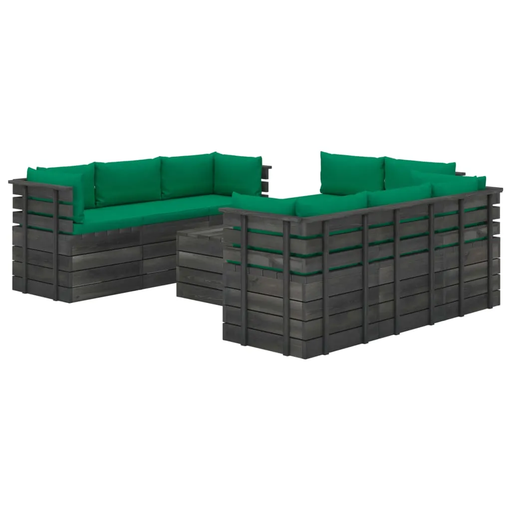 vidaXL Set Divani da Giardino su Pallet 9 pz con Cuscini Massello Pino