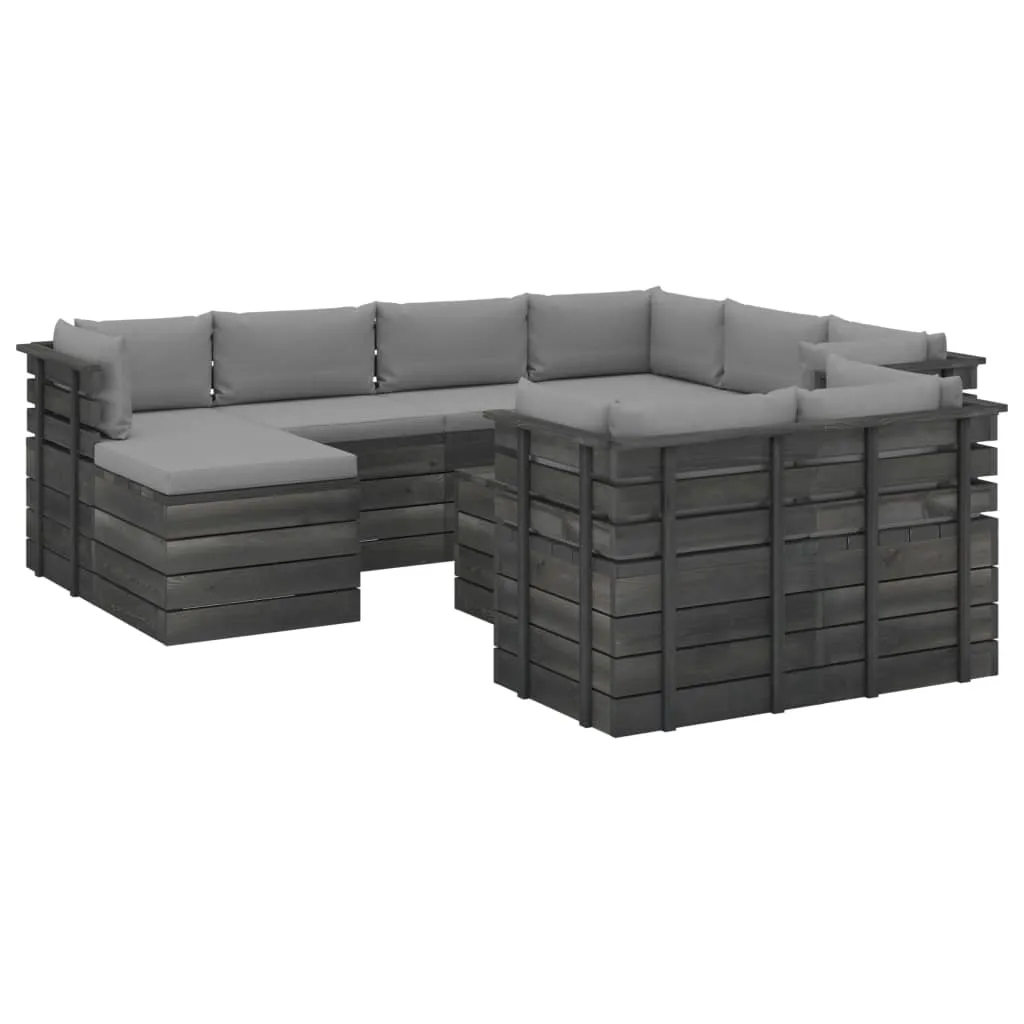 vidaXL Set Divani da Giardino Pallet 10 pz con Cuscini Massello Pino