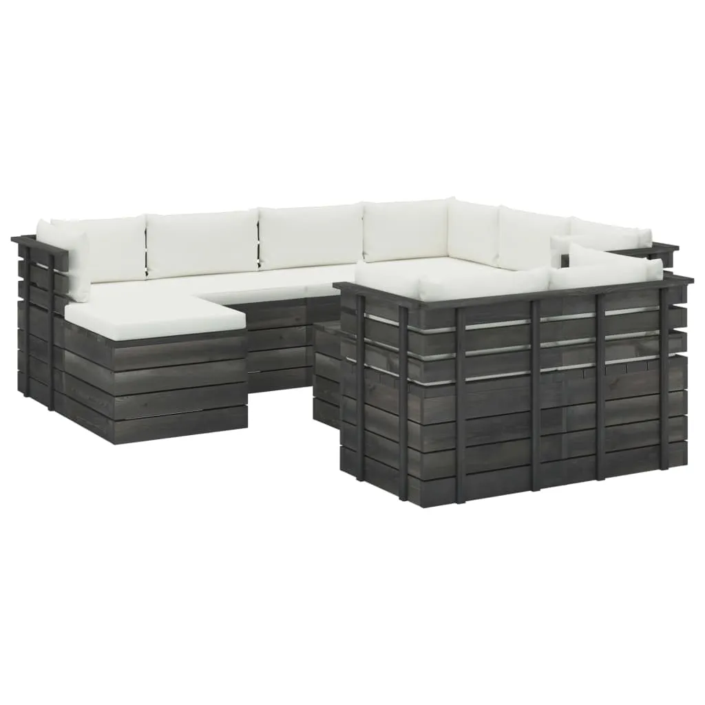 vidaXL Set Divani da Giardino Pallet 10 pz con Cuscini Massello Pino