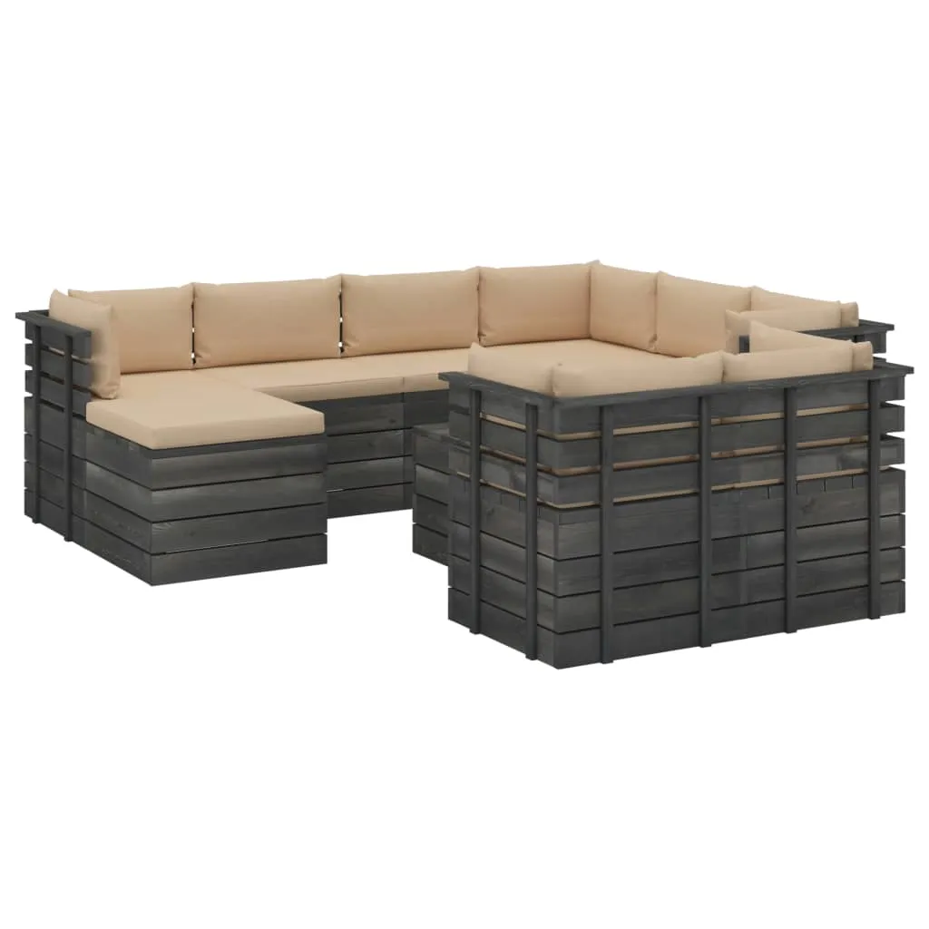 vidaXL Set Divani da Giardino Pallet 10 pz con Cuscini Massello Pino