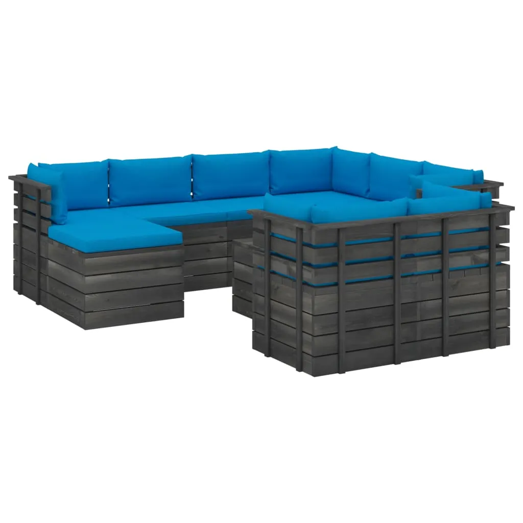 vidaXL Set Divani da Giardino Pallet 10 pz con Cuscini Massello Pino