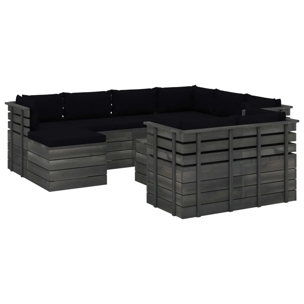 vidaXL Set Divani da Giardino Pallet 10 pz con Cuscini Massello Pino