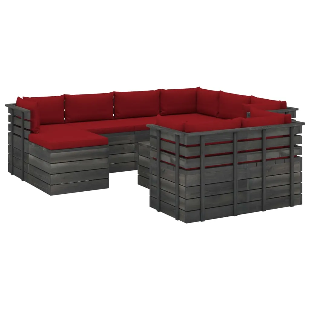 vidaXL Set Divani da Giardino Pallet 10 pz con Cuscini Massello Pino